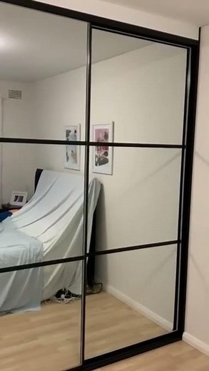 DIY Sliding Wardrobe Doors - Mirrored doors with strips