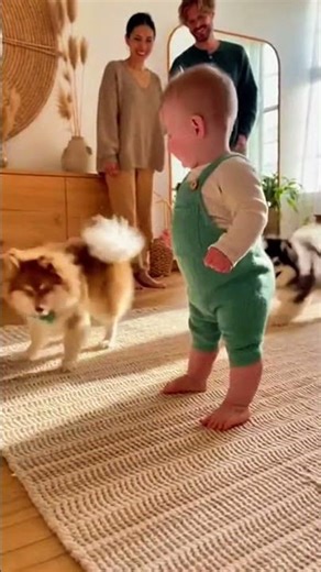 Baby vs puppy... funny dance party ever😂🐶🐾