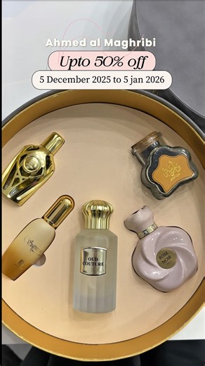 Sujag Nomaan on Instagram‎: "Celebrating Ahmed Al Maghribi Perfumes’ End of Season Sale and their 25th Anniversary! 🎉 From 5 Dec 2025 – 5 Jan 2026, enjoy up to 50% OFF on all products across the Kingdom. I visited the store to check out their bestsellers like Binshaikh, Lathani, Ignite Oud, Ahl, Oud MTR Maliki, and Dehn Al Oud Seufi — and the offers are really worth it! . Don’t miss the sale! 💙 . . . . . . . . #endofseasonsale #ahmedalmaghribiperfumes #ahmedalmaghribi #bigsale #تخفيضات"‎