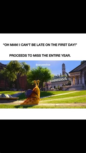 Sarcasmshow on Instagram: "This is from “Monsters University” (2013), Pixar’s prequel to Monsters, Inc. Facts: - The snail gag, voiced by Bill Hader, shows a student so slow he misses the whole year—it’s a fan-favorite opener. - The film grossed $743 million worldwide. - It’s inspired by real campuses like UC Berkeley. - First Pixar movie to use global illumination for lighting."