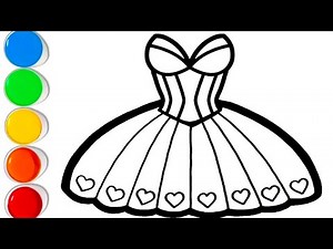 How to Draw and Color a Cute Ballerina Dress with Hearts | Easy Princess Dress Coloring