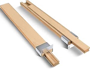 Maitys 2 Pcs Wood Drawer Slides Bottom Mount Classic 22 Inches Center Guide Track with Metal Slide Glides Traditional Wooden Drawer Rails for Dresser Replacement
