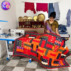 748K views · 2.9K reactions | Old saree reused into bedsheet & carpet making at home ideas #saree #carpet #quilt #fluffing #homeuse #diy #sewing | Artefact | Facebook