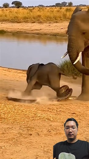 Mother Elephant’s Heroic Rescue: Baby Elephant vs Giant Python! #rescue #elephant #nature #wildlife