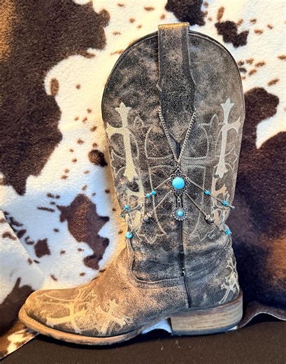Turquoise Cowboy Boot Bracelet: Western Silver Chain Boot Jewelry - Etsy