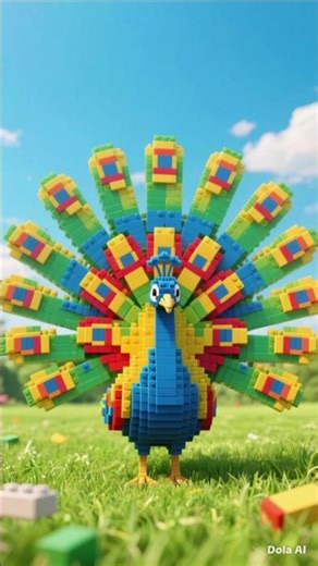 peacock in colorful lego theme, cici AI #shorts