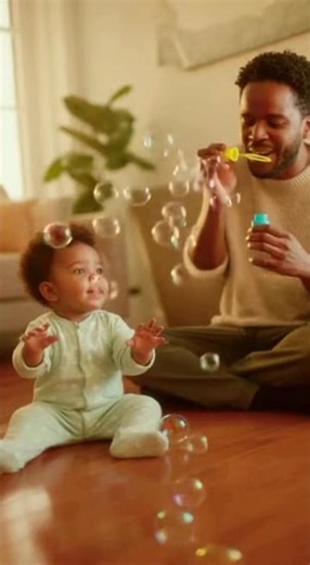 Baby's Joyful Bubble Adventure with Dad