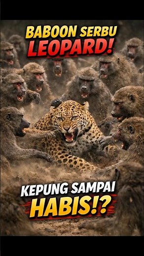 RATUSAN BABOON SERBU LEOPARD!#animalshorts #wildlifeattack #animals #safari #baboon #predator #viral