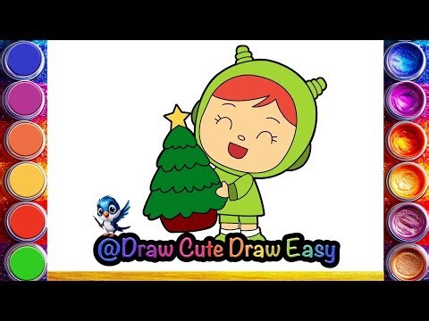 How to draw Nina from Pocoyo 💚🌸 | easy drawing and coloring for kids