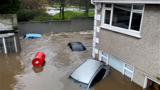 Cars float away in Storm Chandra floodwater in Ireland and UK