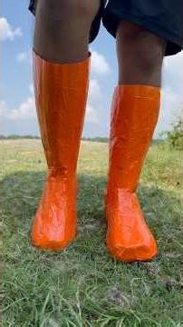 Bushcraft Skills: Smart Trick to Make Waterproof Orange Gumboots for Mud #survival #bushcraft