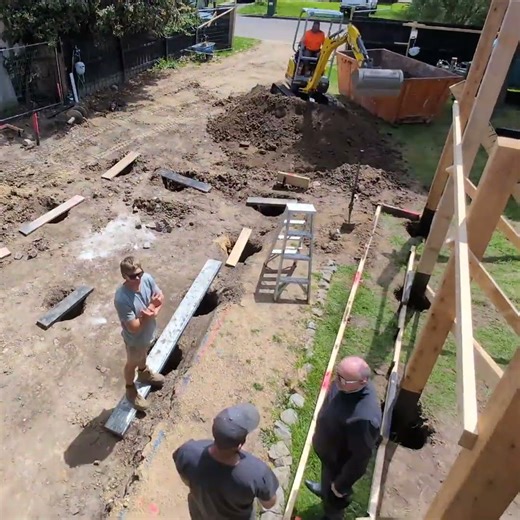 Day 1 of the garage build 🤙. Only took 14 months for a permit #diy #garage #construction #concrete