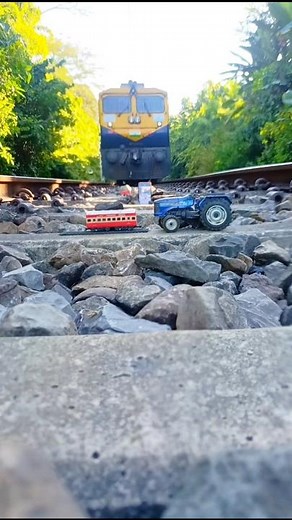 Real Train vs Mini Tractor & Coach | Railway Crossing Danger Shot | Cinematic Track Scene