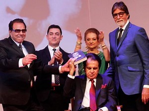 Out on stands: Big B and Aamir launch Dilip Kumar's autobiography