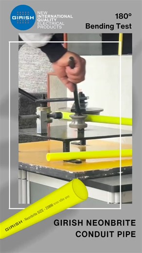 39 reactions · 3 comments | Girish Neon Brite 25 mm PVC Rigid Conduit Pipe — 180° Bending Test.. Quality Check #GirishSwitches #NeonBrite #ElectricalConduit #PVCConduit #HomeImprovement #QualityFirst #BuyNow | Girish Switches | Facebook