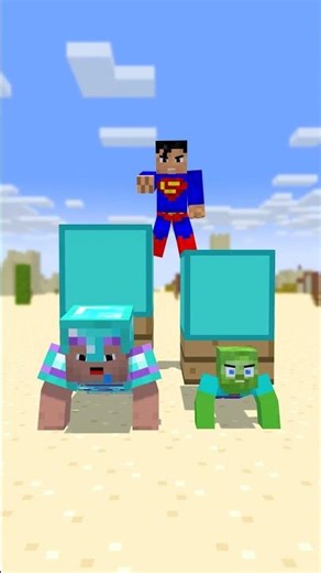 Zombie Becomes Super Herobrine in Superman’s Strength Challenge! #shorts