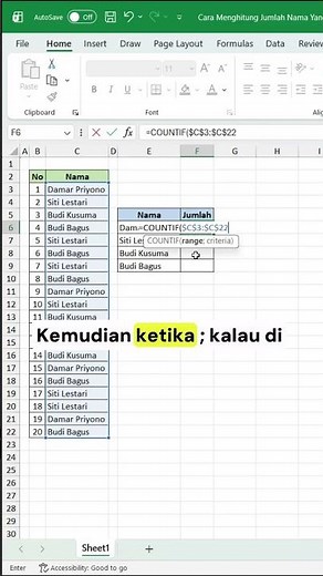 How to Count the Number of Identical Names in Excel #computertutorial #excel #exceltips #exceltut...