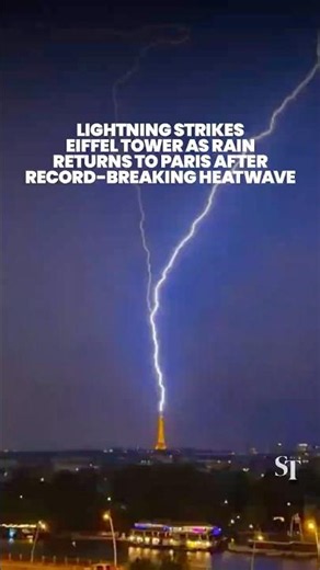 Lightning strikes Eiffel Tower in Paris