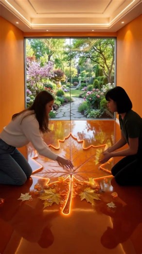 RELAXING CUTE 🍊 Epoxy Floor #shorts #epoxy #interiordesign #viral