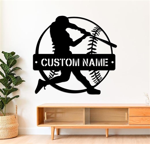 Custom Baseball Sign, Baseball Player Gift, Baseball Metal Wall With LED Light, Gift for Kid, Custom Kid Name, Game Room Decor, Wall Hanger - Etsy