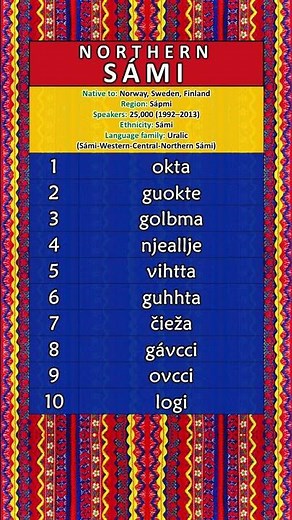 NUMBERS IN THE NORTHERN SÁMI LANGUAGE