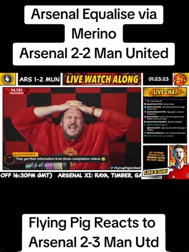 Merino Equaliser for Arsenal 2-2 Man Utd Flying Pig Reacts to Arsenal 2-3 Manchester United Premier League 25th January 2026 #Arsenal #manutd #goal #Reaction #manchesterunited