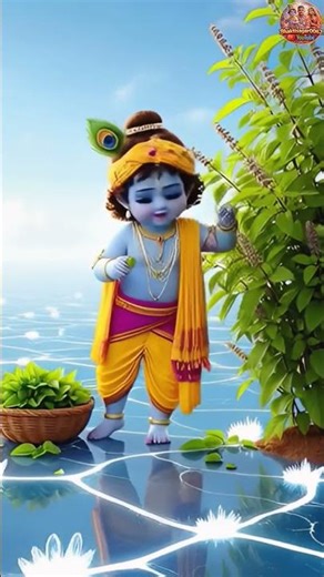 Little Krishna Picking Tulsi Leaves 🌿 | Cute Laddu Gopal Leela | Radhe Krishn#shorts #radhakrishna