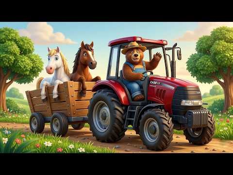 Bear's Tractor Day! 🚜🐎 Move a Horse, Feeding & Gentle Care | Realistic Farm Life Animation