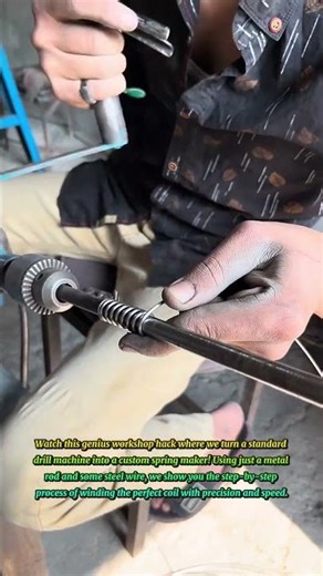 Steel Spring Hack! 🔩 Genius Drill Machine Trick 🏗️ #shortsfeed #diy #shorts