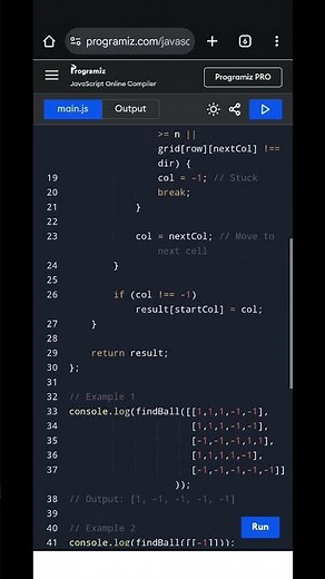 Where Will the Ball Fall | Simulation + Grid Traversal | LeetCode JavaScript Solution