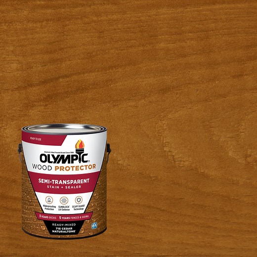 Olympic Wood Protector Cedar Semi-Transparent Exterior Wood Stain and Sealer, 1 Gallon