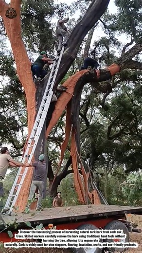 Amazing Cork Bark Harvesting Process | How Natural Cork Is Collected Without Cutting the Tree