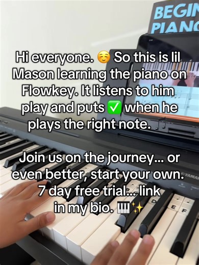 Lil Mason learning the piano using @flowkey 🧡. ✅ when you play the right notes… he’s using both hands now when playing. 🎹✨ #piano #flowkey #flowkeypartner #icompletedit