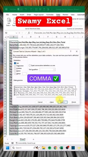 Text convert to | columns In Excel #shorts #excel #swamyexcel #spreadsheetmagic #exceltips
