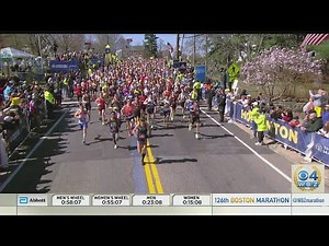 First Wave Of Boston Marathon Runners Take Off From Start Line