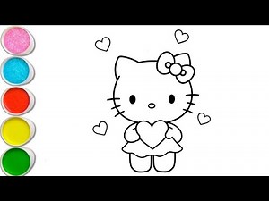 Cute Hello Kitty🐷❤️🌈Drawing Painting Colouring for kids Toddlers Easy step by step Colourful Drawing