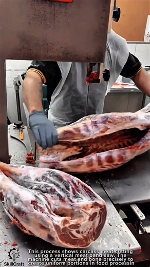 Carcass Meat Cutting Work Tool Using Vertical Band Saw #worktool