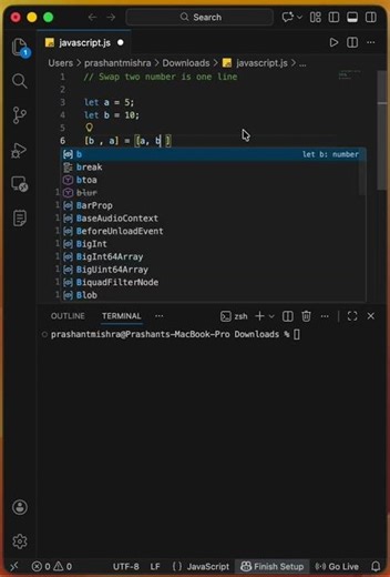 Javascript Swapping two numbers interview question #coding #javascriptinterview #interview