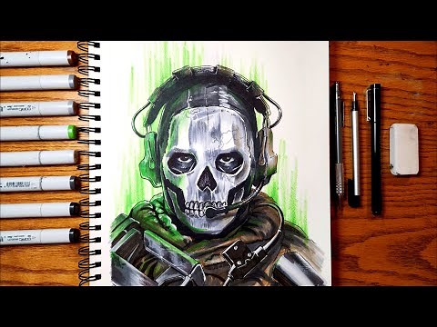 Drawing Ghost | Call of Duty: Modern Warfare 2 (Time-lapse) Art by Isaac