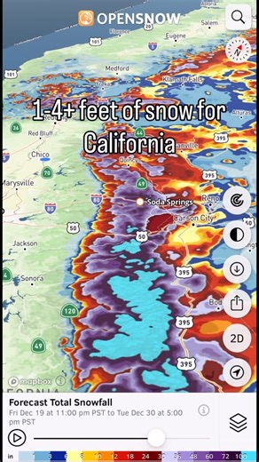 Michael Steinberg on Instagram: "A white Christmas is coming for a lot of folks in the Sierra! Also, loving the 3D forecast maps from OpenSnow, not sponsored by them in any way but it’s a cool product. #california #snow"