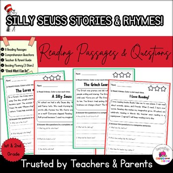 Dr. Seuss Reading Comprehension Passages | Read Across America | 1st & 2nd Grade