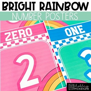 Number Posters with Ten Frames Editable Bright Rainbow Classroom Decor