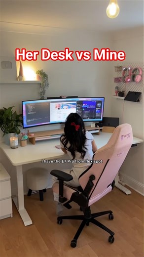 This Is My Desk… vs Hers 🤯 Who Wins? #desktour #desk #setup