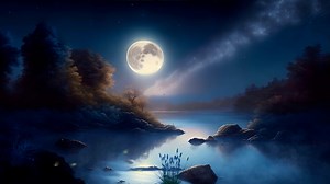 River, Night, Moon. Free Stock Video