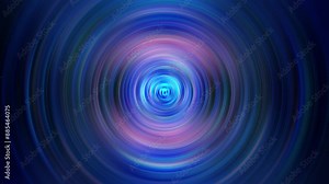 VJ Loop glow neon blue pink circle radial shine ray gradient moving hypnotic spiral abstract background. 4K seamless loop center psychedelic spiral and rotation. Circular radial hypnotic