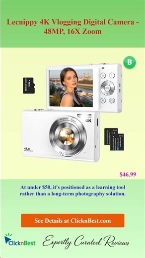 Lecnippy 4K Vlogging Digital Camera - 48MP, 16X Zoom