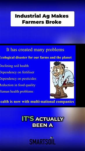 Industrial farming's a disaster! Soil health decline, fertilizer dependency, and wealth for the wrong hands. Time for change! #Agribusiness #SoilHealth #SustainableFarming #RegenerativeAg