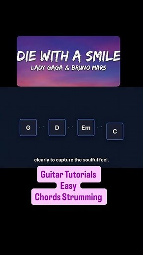 Die With a Smile 🎸 | Lady Gaga & Bruno Mars | Easy Guitar Tutorial