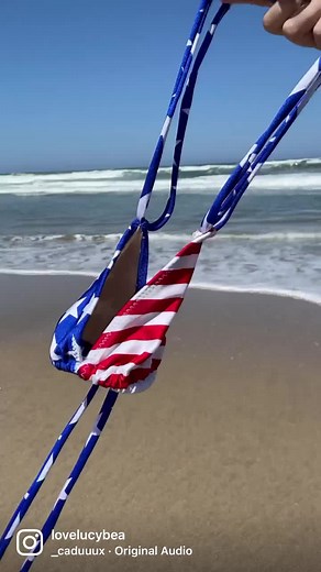 Summer Vibez Lucy Bea Swimwear Handmade USA Flag Bikini