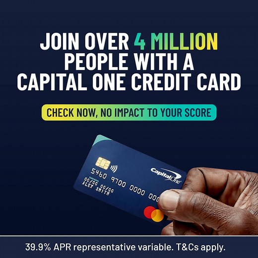 👍 Guaranteed YES or NO before you apply 🇬🇧 Join over 4 million customers 💳 Credit limit of £200 - £4000 | Capital One UK